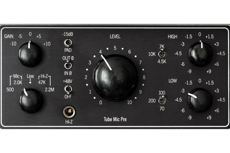 A fully featured Preamp with pad and polarity switches as well as variable input impedance. Instead of a simple low cut it offers high and low shelving EQ.
