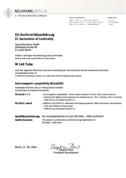 EU Declaration of Conformity M 149 Tube