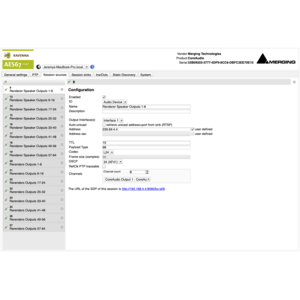 VAD Premium AoIP Driver Web Settings Sources Screenshot