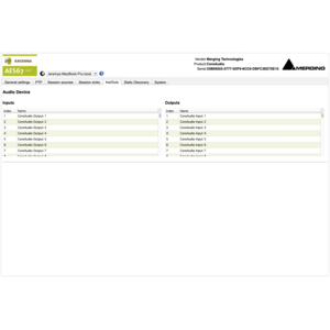 VAD Premium AoIP Driver Web Settings io names Screenshot